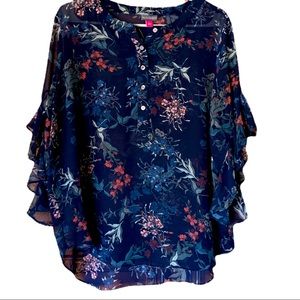 Vince Camuto Floral Flutter Sleeve Blouse